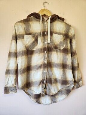 Silver Jeans Co. Hooded Plaid Flannel Boyfriend Fit Size XS EUC Western Rodeo